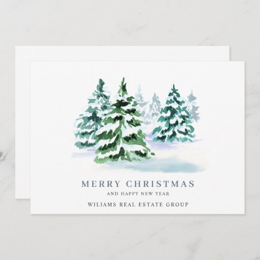 パインエレガントツリーのクリスマス企業の挨拶 シーズンカード (正面/裏面)