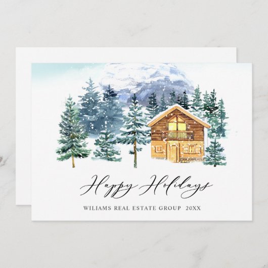 パインエレガントツリーのクリスマス企業の挨拶 シーズンカード (正面/裏面)