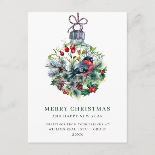 パインエレガントツリーのクリスマス企業の挨拶 ポストカード (正面)