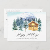 パインエレガントツリーのクリスマス企業の挨拶 ポストカード (正面/裏面)