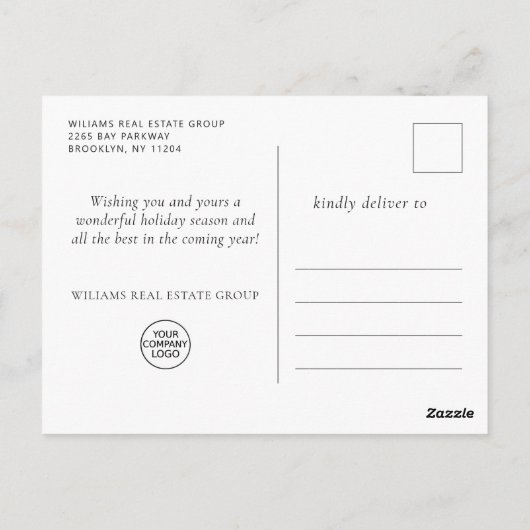 パインエレガントツリーのクリスマス企業の挨拶 ポストカード (裏面)