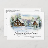 パインエレガントツリーのクリスマス企業の挨拶 ポストカード (正面/裏面)