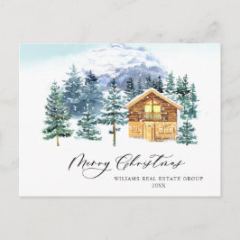 パインエレガントツリーのクリスマス企業の挨拶 ポストカード