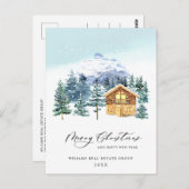 パインエレガントツリーのクリスマス企業の挨拶 ポストカード (正面/裏面)