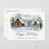 パインエレガントツリーのクリスマス企業の挨拶 ポストカード (正面/裏面)