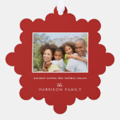 パインエレガントツリーの水色の写真メリークリスマス オーナメントカード (裏面)