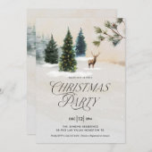 パインエレガントツリークリスマスパーティの招待状 シーズンカード (正面/裏面)