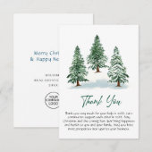 パインエレガントツリークリスマス企業のホリデイ サンキューカード (正面/裏面)