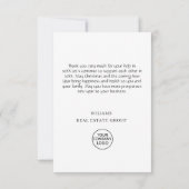 パインエレガントツリークリスマス企業のホリデイ サンキューカード (裏面)