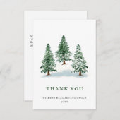 パインエレガントツリークリスマス企業のホリデイ サンキューカード (正面/裏面)