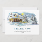 パインエレガントツリークリスマス企業のホリデイ サンキューカード (正面)