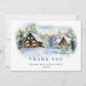 パインエレガントツリークリスマス企業のホリデイ サンキューカード (正面)