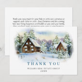 パインエレガントツリークリスマス企業のホリデイ サンキューカード (正面/裏面)