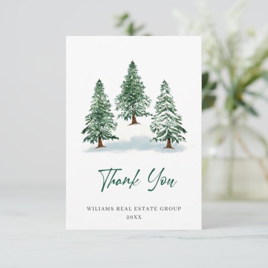 パインエレガントツリークリスマス企業のホリデイ サンキューカード (スタンド正面)