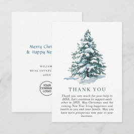 パインエレガントツリークリスマス企業のホリデイ サンキューカード