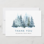 パインエレガントツリークリスマス企業のホリデイ サンキューカード (正面)