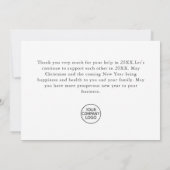 パインエレガントツリークリスマス企業のホリデイ サンキューカード (裏面)