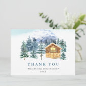 パインエレガントツリークリスマス企業のホリデイ サンキューカード (スタンド正面)