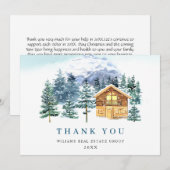 パインエレガントツリークリスマス企業のホリデイ サンキューカード (正面/裏面)