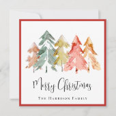 パインエレガントツリー水彩写真クリスマス シーズンカード (正面)