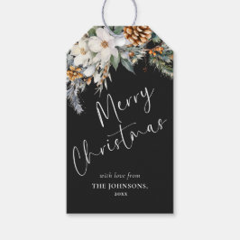パインエレガントツリー緑 | ブラッククリスマス ギフトタグ