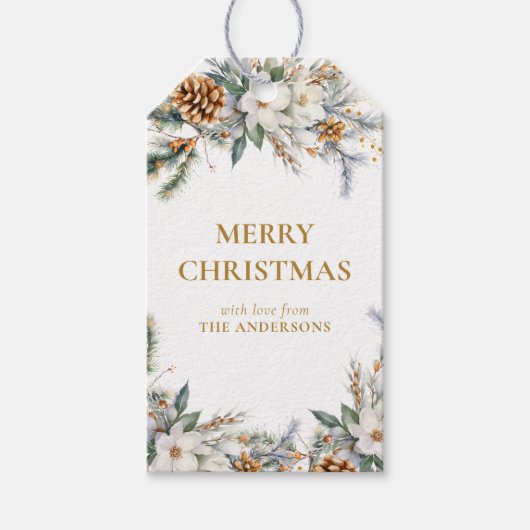 パインエレガントツリー緑 | 金ゴールド ギフトタグ (正面)