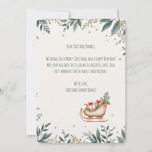 パインエレガントツリー&葉季節のごあいさつインビ 招待状 (裏面)