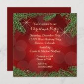 パインエレガントバウ赤金ゴールドクリスマスパーティー 招待状 (正面/裏面)