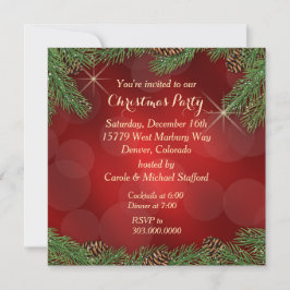 パインエレガントバウ赤金ゴールドクリスマスパーティー 招待状