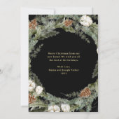 パインエレガントブラックと金ゴールドクリスマスの新しいアドレス シーズンカード (裏面)