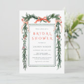 パインエレガントブランチフレームクリスマスブライダルシャワー 招待状 (スタンド正面)