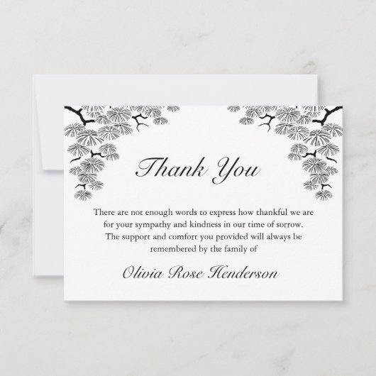 パインエレガントブランチ死別葬礼ありがとう サンキューカード (正面)
