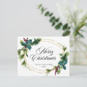 パインエレガントホリーベリークリスマスグリーティング シーズンポストカード (スタンド正面)