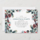 パインエレガントホリーベリークリスマスホリデーパーティー 招待状 (正面)