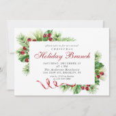 パインエレガントホリーベリークリスマスホリデーブランチ 招待状 (正面)