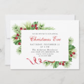 パインエレガントホリーベリーホリデークリスマスイブ 招待状 (正面)