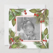 パインエレガントボタニカルグリーンリーホリーベリー シーズンカード (正面)