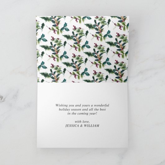 パインエレガントモミHolly Berryクリスマスグリーティング シーズンカード (内部)