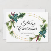 パインエレガントモミHolly Berryクリスマスグリーティング シーズンカード (正面)
