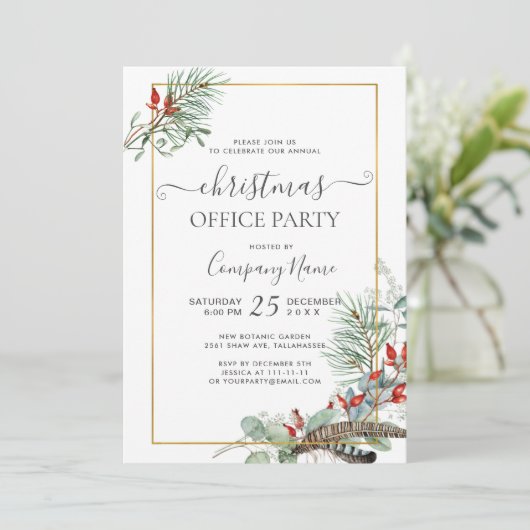 パインエレガントユーカリプスクリスマスオフィスパーティー 招待状 (スタンド正面)