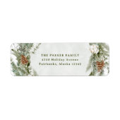 パインエレガントリースと緑 |クリスマス ラベル (正面)