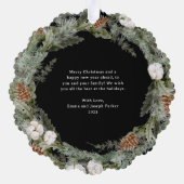 パインエレガントリースと緑 |メリークリスマス オーナメントカード (裏面)