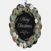 パインエレガントリースと緑 |メリークリスマス オーナメントカード (左)