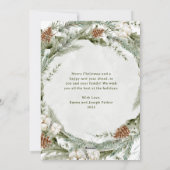 パインエレガントリースと緑 |メリークリスマス シーズンカード (裏面)