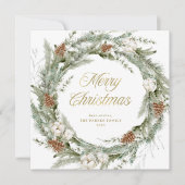 パインエレガントリースと緑 |メリークリスマス シーズンカード (正面)