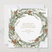 パインエレガントリースと緑 |メリークリスマス シーズンカード (裏面)