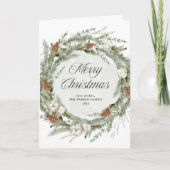 パインエレガントリースと緑 |メリークリスマス シーズンカード (正面)