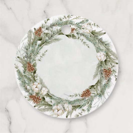 パインエレガントリースと緑 |メリークリスマス フェイバータグ (裏面)