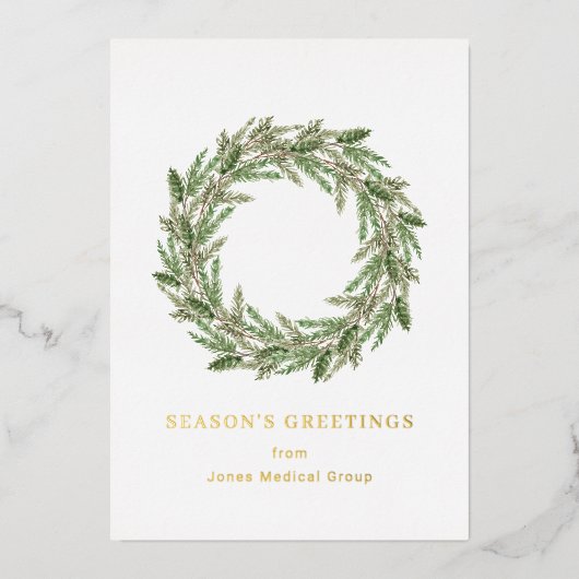 パインエレガントリースシンプルクリスマス 箔シーズンカード (正面)