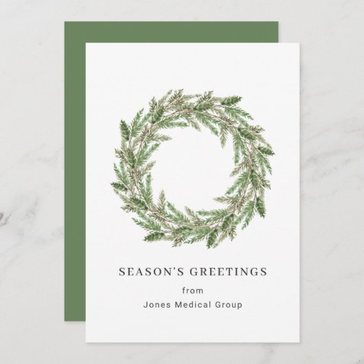 パインエレガントリースシンプルクリスマ企業のス シーズンカード (正面/裏面)